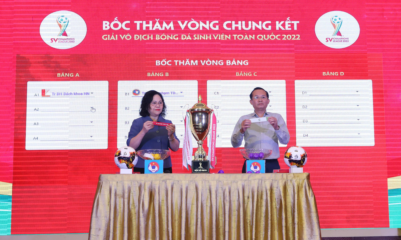 Thứ trưởng Bộ GD&amp;ĐT Ngô Thị Minh (bên trái) bốc thăm Vòng chung kết