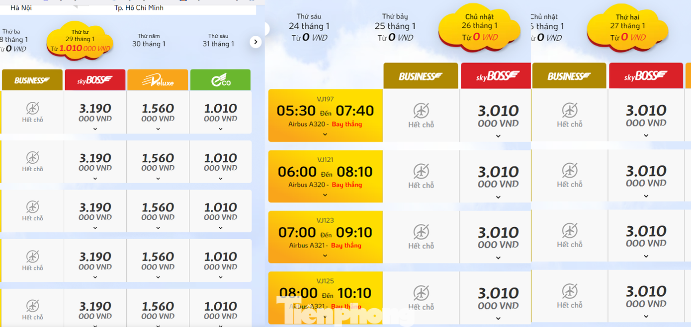 Ghế thương gia trên máy bay của Vietjet và Bamboo Airways dịp Tết Nguyên đán 2025 hầu hết đều đã kín chỗ. Ảnh: Lộc Liên. Ghế thương gia trên máy bay của Vietjet và Bamboo Airways dịp Tết Nguyên đán 2025 hầu hết đều đã kín chỗ. Ảnh: Lộc Liên.