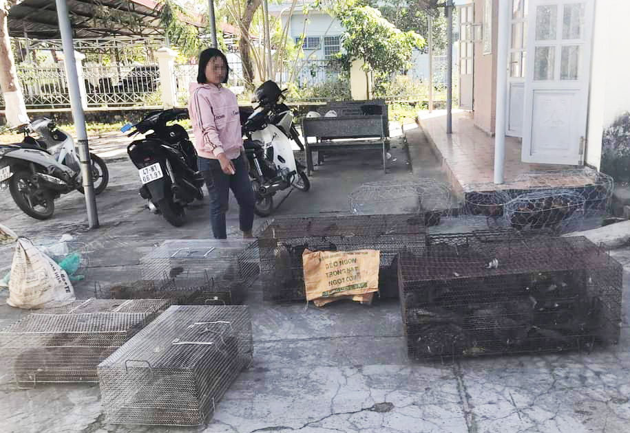 Bà Đ.T.V.H. và số động vật hoang dã nuôi nhốt trong khuôn viên nhà