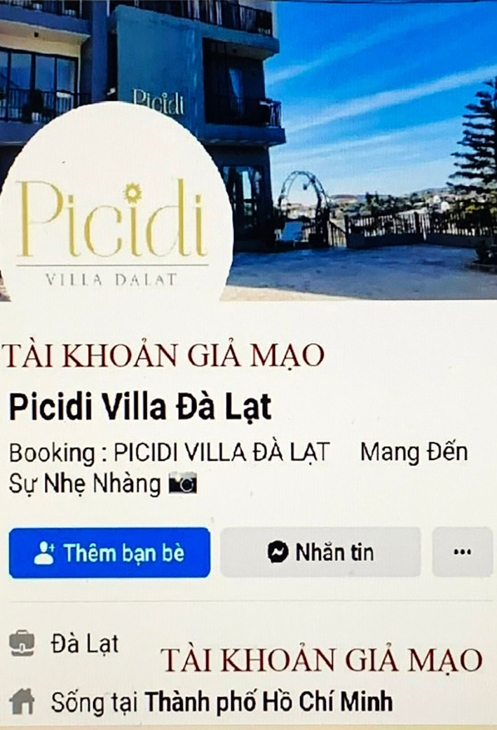 Picidi Villa Dalat cảnh báo tài khoản giả mạo