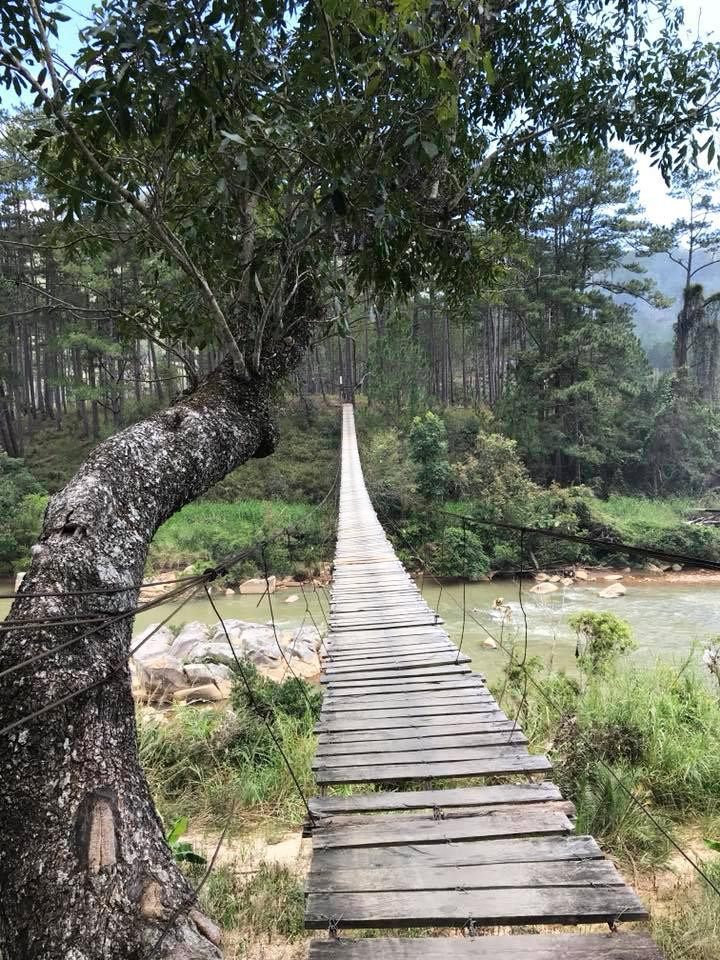 Cầu treo bắt qua suối. Ảnh: Võ Thu Hương Cầu treo bắt qua suối. Ảnh: Võ Thu Hương