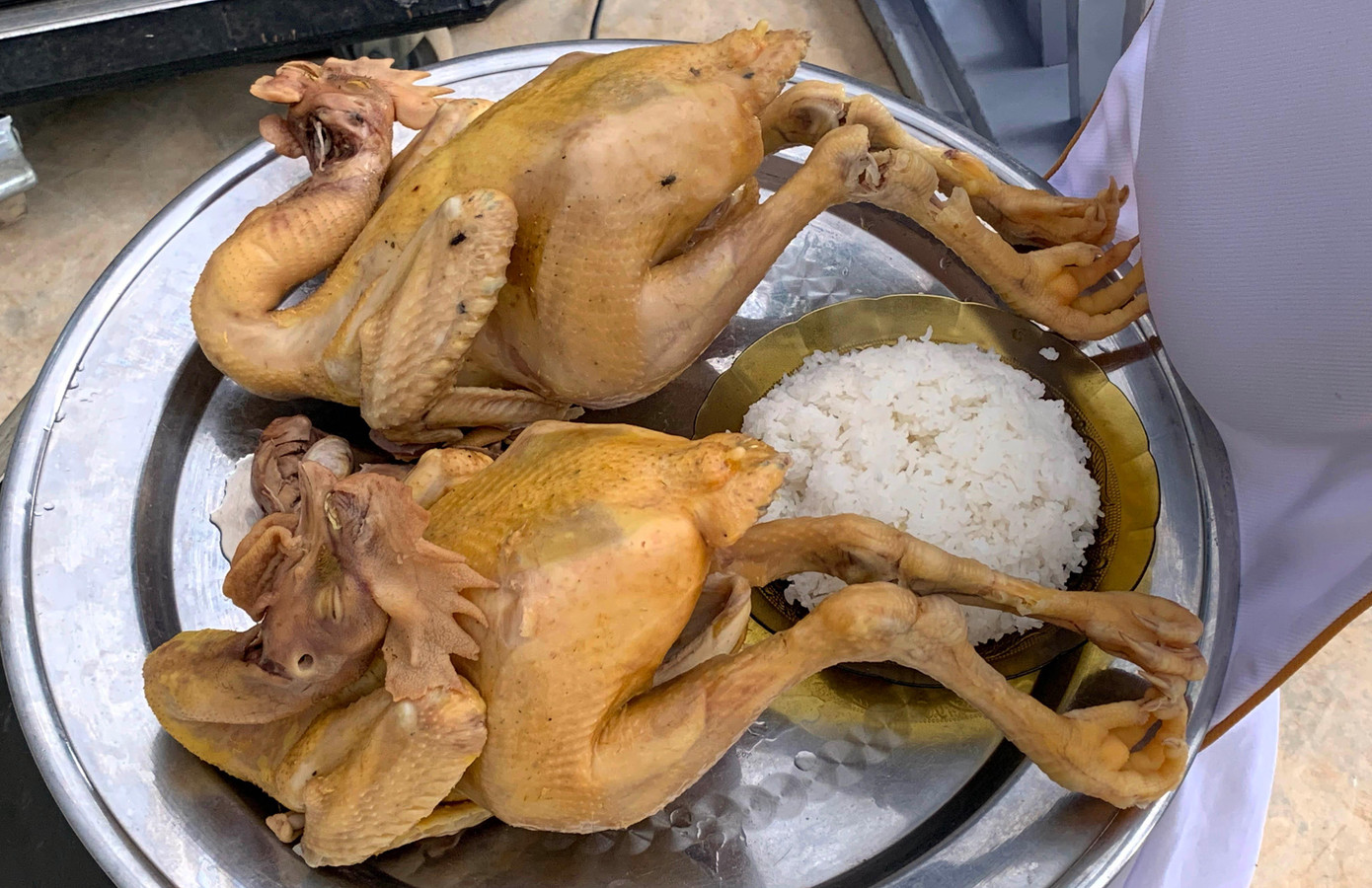 Cặp gà dùng để cúng và thực hiện nghi lễ ném ruột gà Cặp gà dùng để cúng và thực hiện nghi lễ ném ruột gà