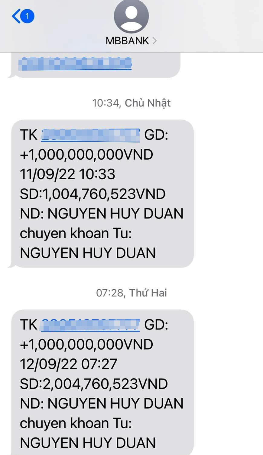 Anh Duẩn 2 lần chuyển tiền nhầm địa chỉ vào số tài khoản ông Trần Quốc Toàn