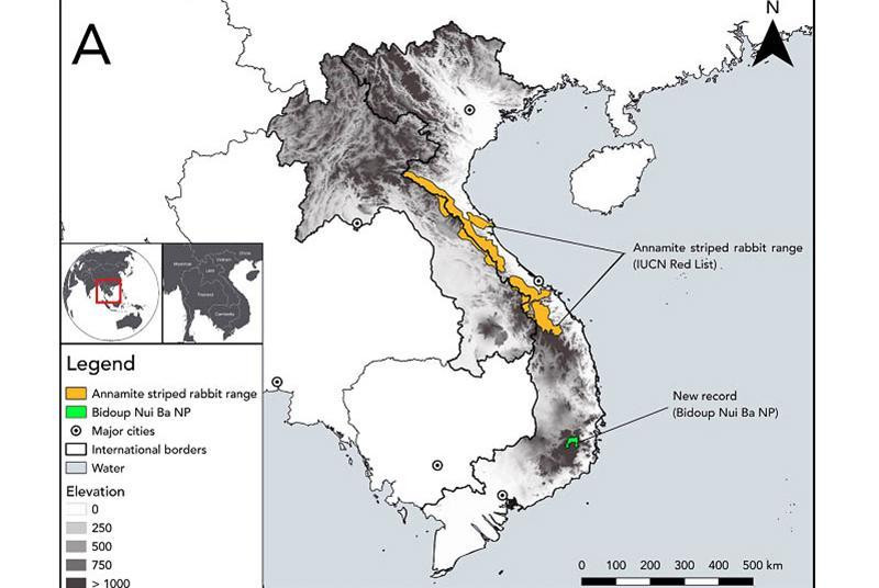 Vùng phân bố trước đây và phát hiện mới thỏ vằn Trường Sơn tại VQG Bidoup-Núi Bà Vùng phân bố trước đây và phát hiện mới thỏ vằn Trường Sơn tại VQG Bidoup-Núi Bà
