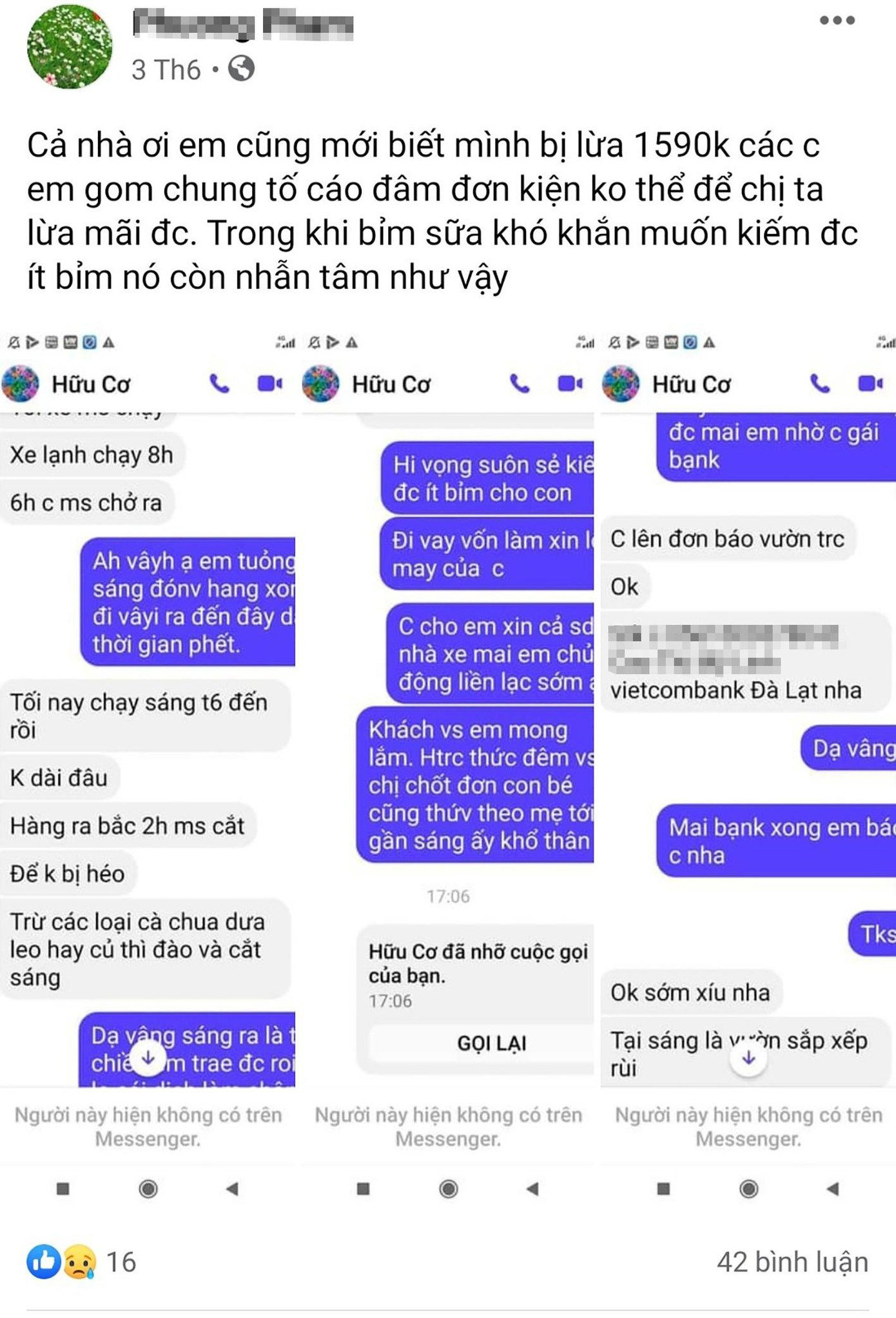 Những bị hại đồng lòng tố cáo chủ facebook Hữu cơ Đà Lạt