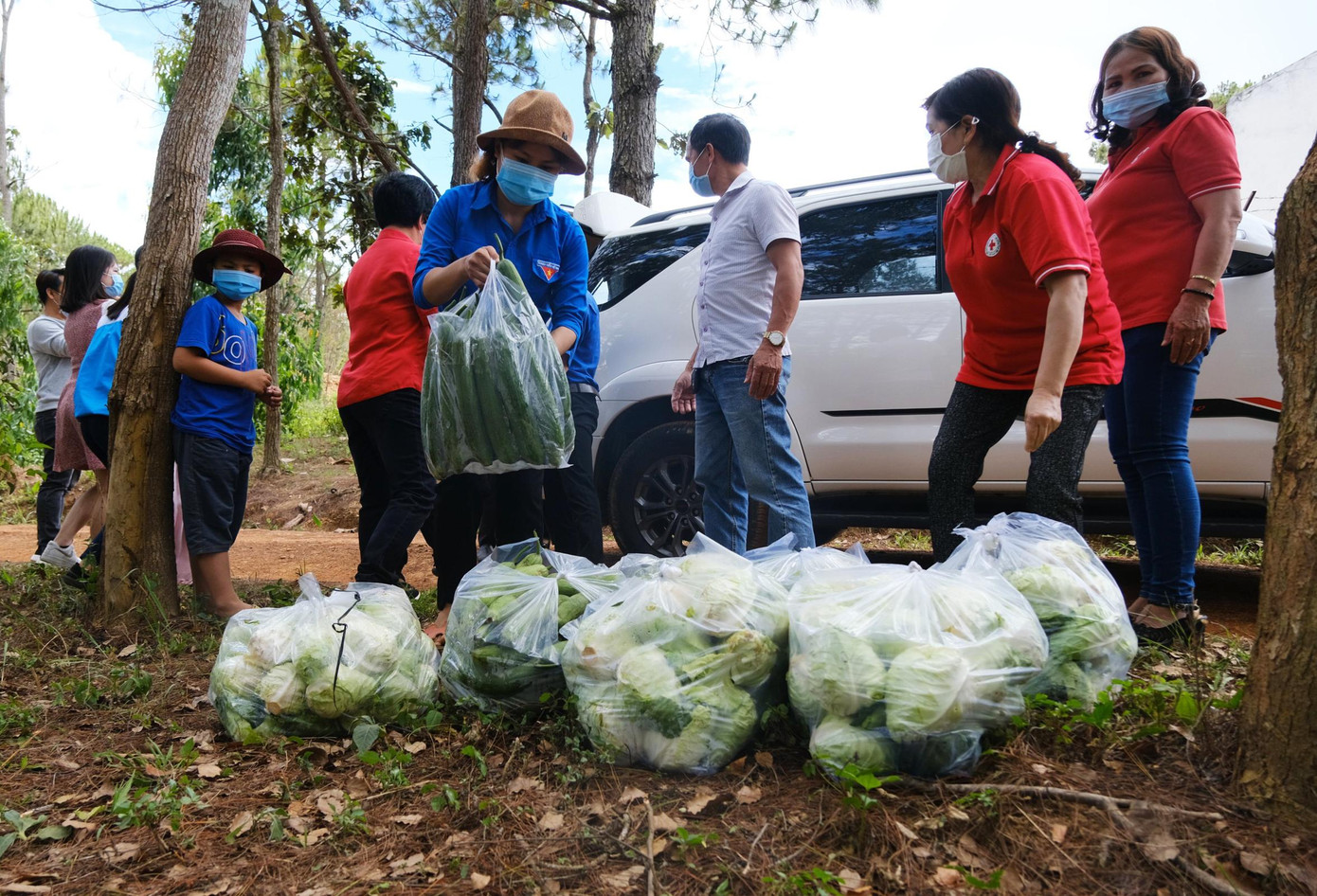 Đóng góp rau xanh để hỗ trợ các trường hợp cách ly tập trung