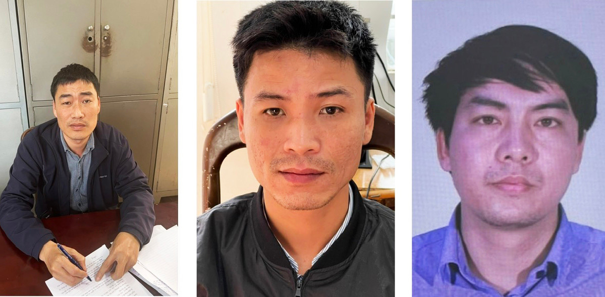 Các ông Lê Văn Sáng, Đỗ Ngọc Châu và Trần Văn Chương (từ trái qua) vừa bị bắt tạm giam