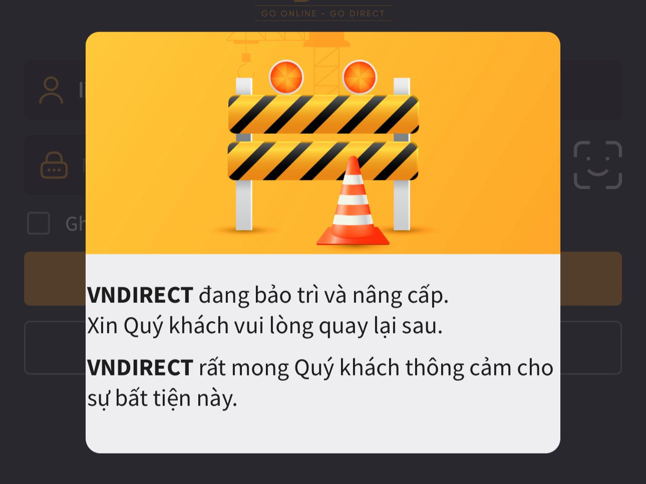 Hệ thống VNDirect chưa thể truy cập trong suốt phiên giao dịch sáng 25/3. Hệ thống VNDirect chưa thể truy cập trong suốt phiên giao dịch sáng 25/3.