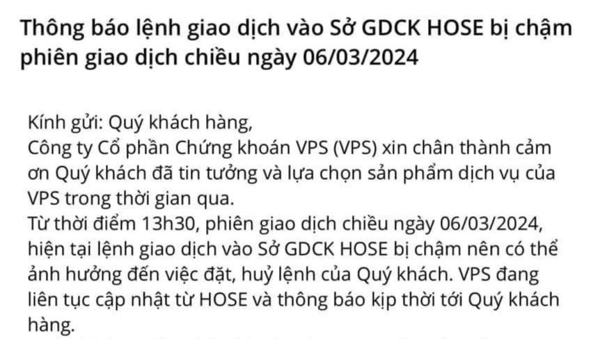 Thông báo của công ty chứng khoán về hiện tượng nghẽn lệnh chiều nay. Thông báo của công ty chứng khoán về hiện tượng nghẽn lệnh chiều nay.