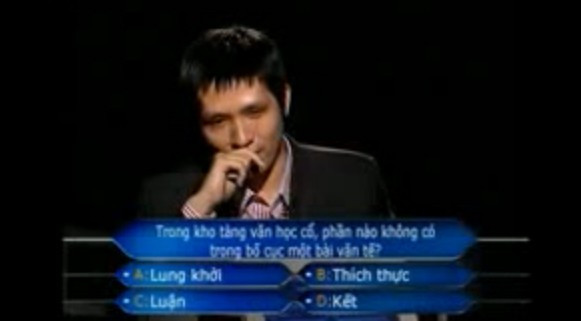 Anh Nguyễn Thế Anh đã vượt qua 14 câu hỏi và được giải thưởng 80 triệu đồng