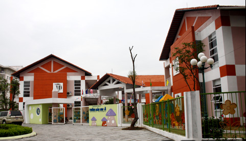Trường mầm non hiện đại cũng nằm ngay trong khu đô thị Đặng Xá