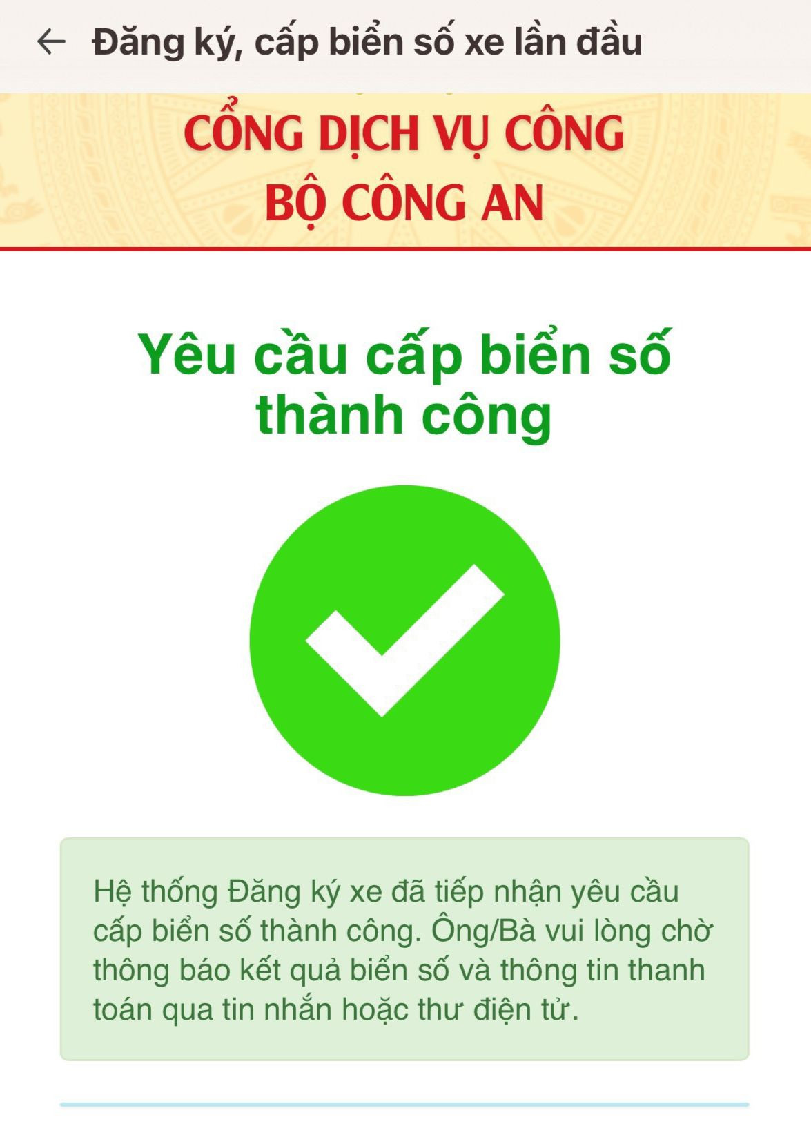 Người đầu tiên đăng ký xe thành công qua ứng dụng VNeID.