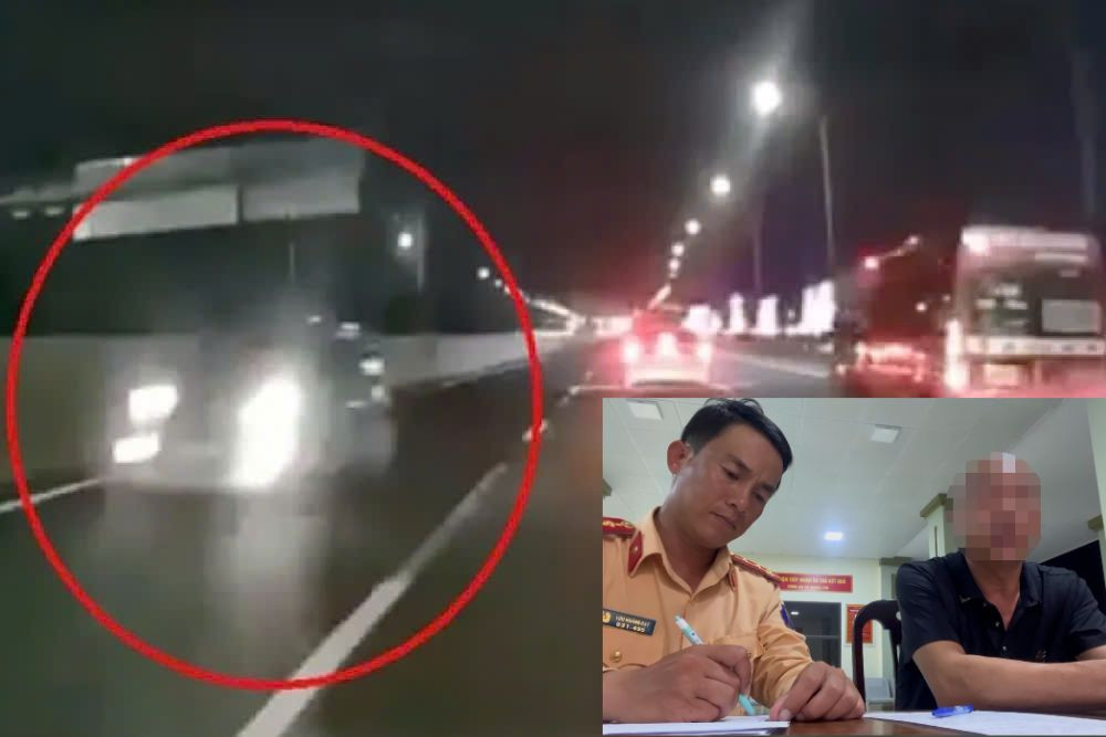 Hình ảnh xe ô tô đi ngược chiều trên cao tốc.