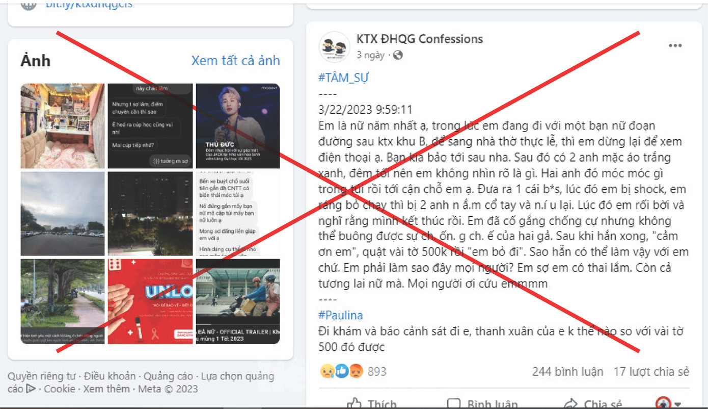 Trang thông tin này có hơn 214.000 người theo dõi nên khi bài viết đăng lên đã nhận nhiều chia sẻ, bình luận khiến không sinh viên hoang mang, đặc biệt là nữ sinh.