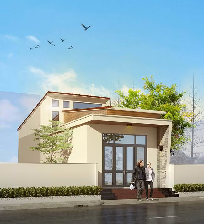 Trong hình là một mẫu nhà ống gác lửng khác. Với gác lửng như trong hình, gia chủ có thể tận dụng thêm không gian, làm nơi để đồ, phía trướng có khoảng sân thượng nhỏ, trồng cây, thư giãn. Hơn nữa, có thể sử dụng tầng 1 để kinh doanh, buôn bán, thích hợp với nhà mặt phố, nơi sầm uất.