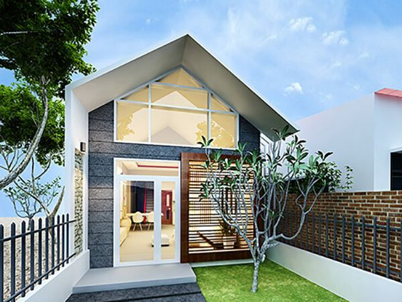 Một ngôi nhà ống 1 tầng như trong hình giúp gia chủ có không gian sinh hoạt đầy đủ tiện nghi, với công năng sử dụng 2 phòng ngủ, 1 phòng khách và 1 phòng thờ yên tĩnh. Phía trước có khoảng sân rộng lát cỏ, thoáng đãng. Phần bậc thềm ngôi nhà cũng được thiết kế độc đáo làm nổi bật thêm cho căn nhà.