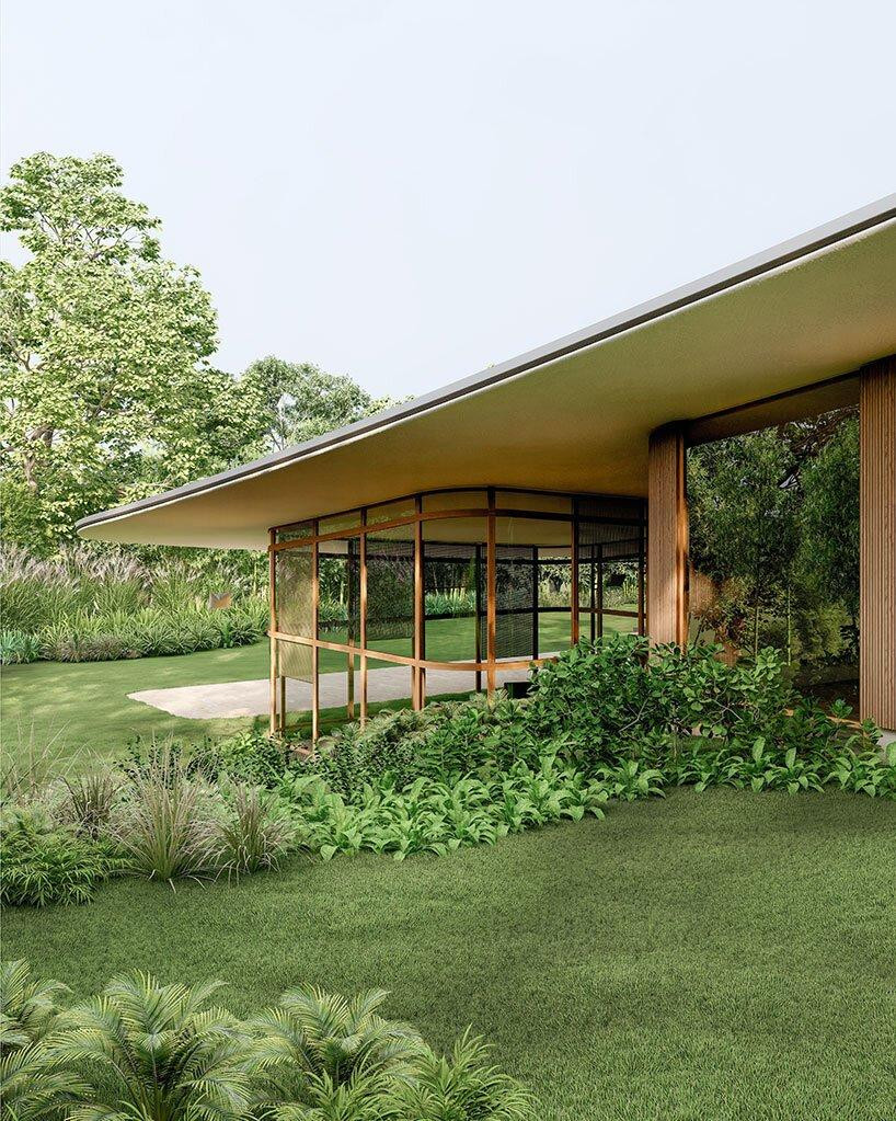 Cấp thứ hai có ba dãy phòng, mỗi dãy đều được mở ra bên ngoài với cửa sổ kính trong suốt từ trần đến sàn. Cấp trên cùng bố trí rạp hát gia đình, khu vực ăn uống ngoài trời và phòng tắm nắng.