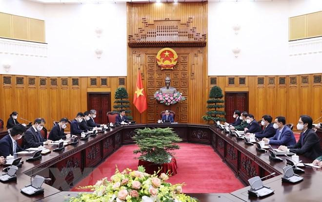 Quang cảnh buổi tiếp. (Ảnh: Dương Giang/TTXVN) Quang cảnh buổi tiếp. (Ảnh: Dương Giang/TTXVN)