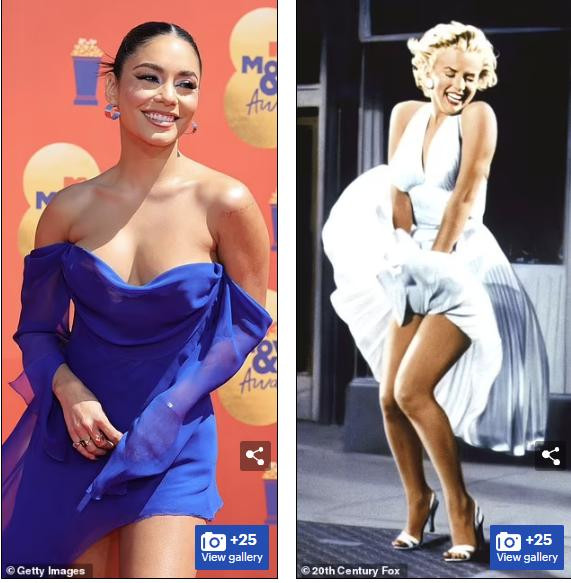 Khoảnh khắc tốc váy kinh điển của Marilyn Monroe trong bộ phim "The Seven Year Itch" (phải) đã trở thành huyền thoại của làng điện ảnh.
