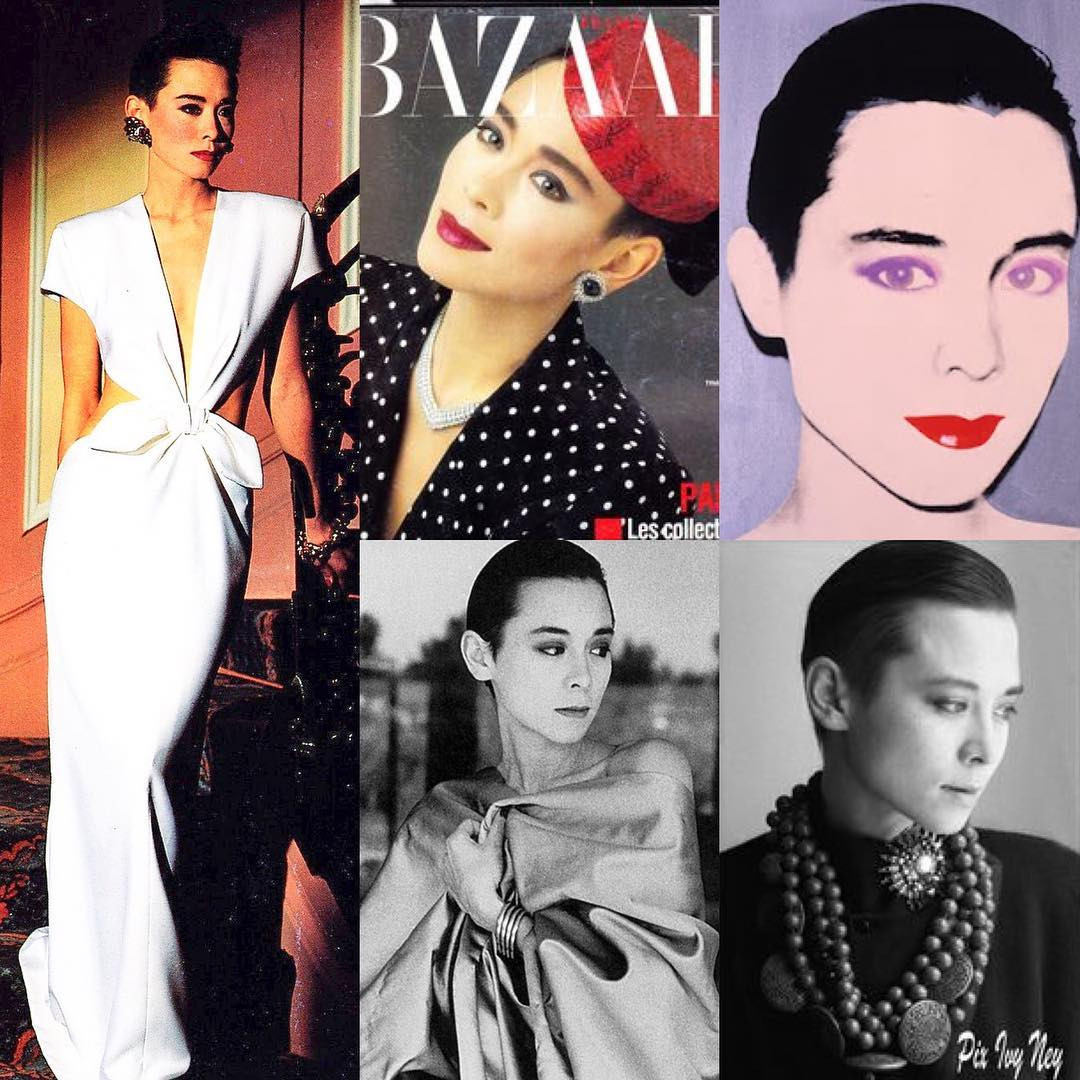 Tina Chow thành biểu tượng thời trang thế giới bởi phong cách tối giản và mái tóc ngắn phi giới tính. Tina Chow thành biểu tượng thời trang thế giới bởi phong cách tối giản và mái tóc ngắn phi giới tính.