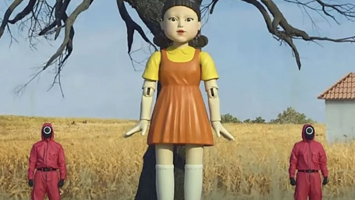 Hình ảnh búp bê kinh hoàng trong phim "Trò chơi con mực"