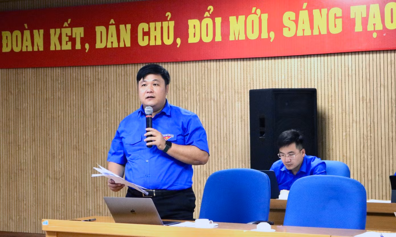 Anh Nguyễn Thái An phát biểu tại hội nghị. Ảnh: Trịnh Lý