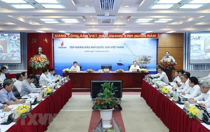 Quang cảnh buổi làm việc. (Ảnh: Dương Giang/TTXVN)