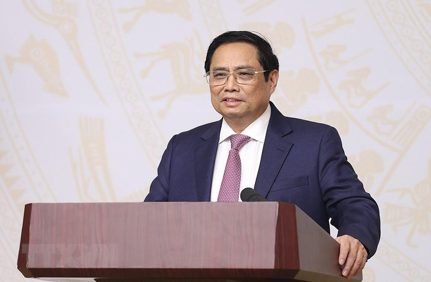 Thủ tướng Phạm Minh Chính phát biểu khai mạc hội nghị.(Ảnh: Dương Giang/TTXVN)