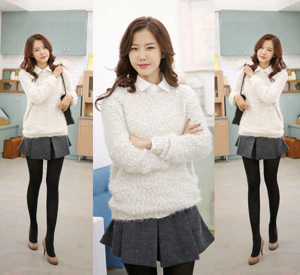 Mix áo len cùng chân váy là style được nàng công sở yêu thích bởi phong cách nhẹ nhàng, duyên dáng