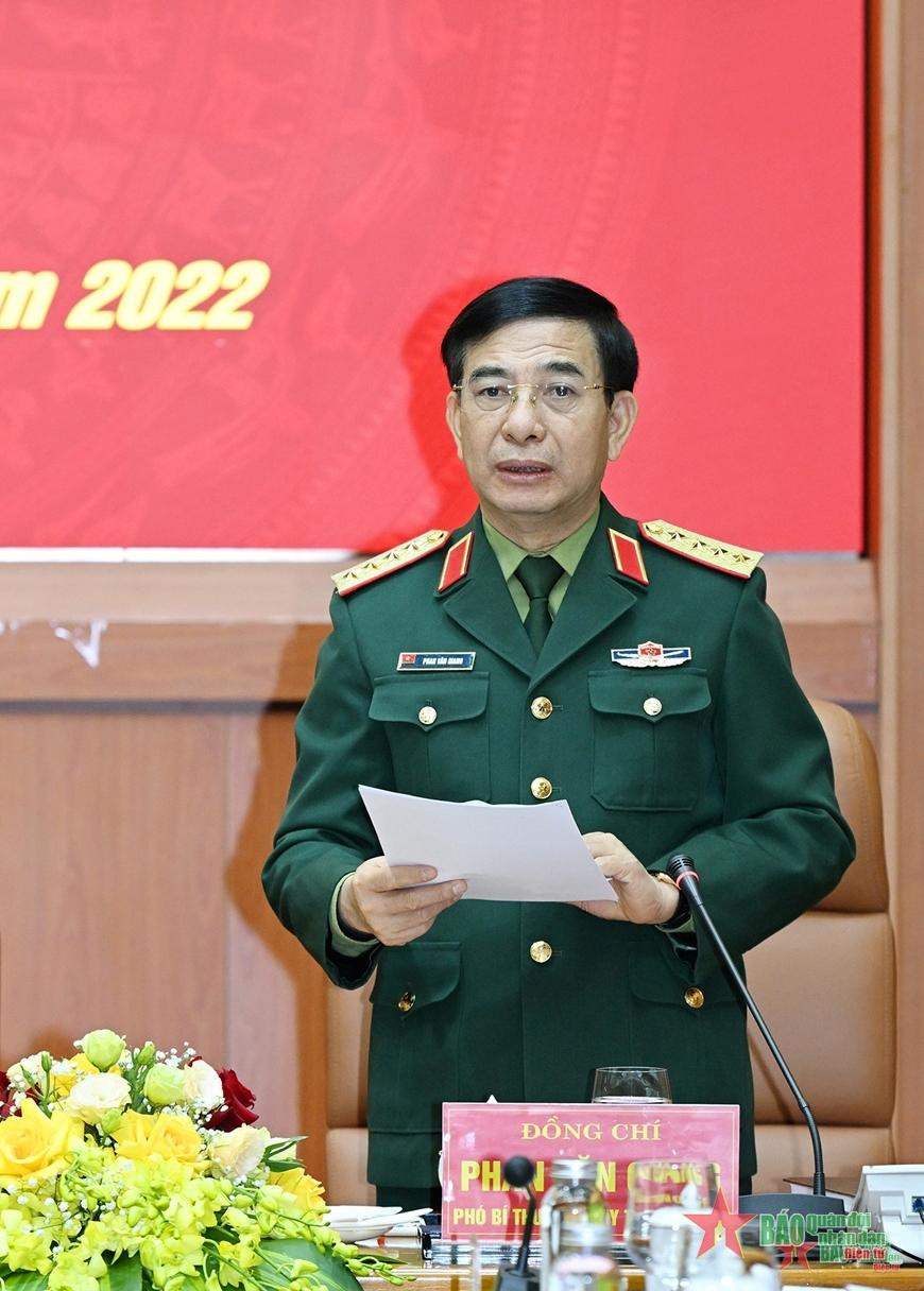 Đại tướng Phan Văn Giang phát biểu tại hội nghị. Đại tướng Phan Văn Giang phát biểu tại hội nghị.