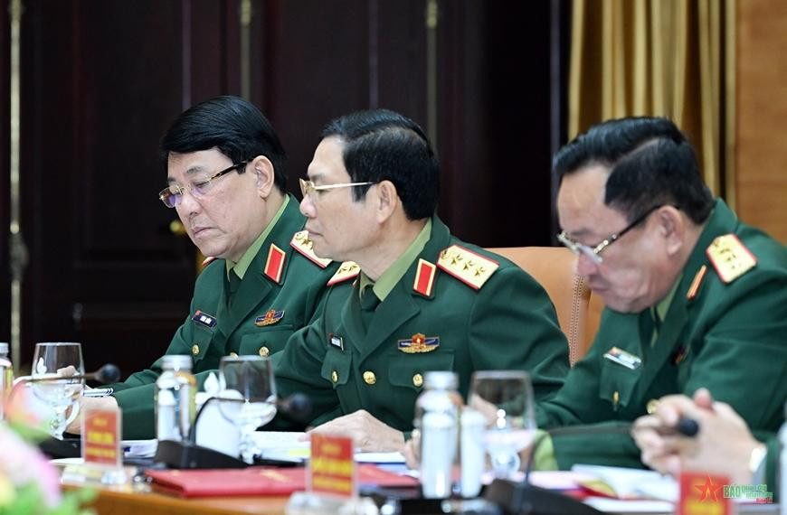 Đại tướng Lương Cường, Thượng tướng Nguyễn Tân Cương, Thượng tướng Võ Minh Lương tại hội nghị Đại tướng Lương Cường, Thượng tướng Nguyễn Tân Cương, Thượng tướng Võ Minh Lương tại hội nghị