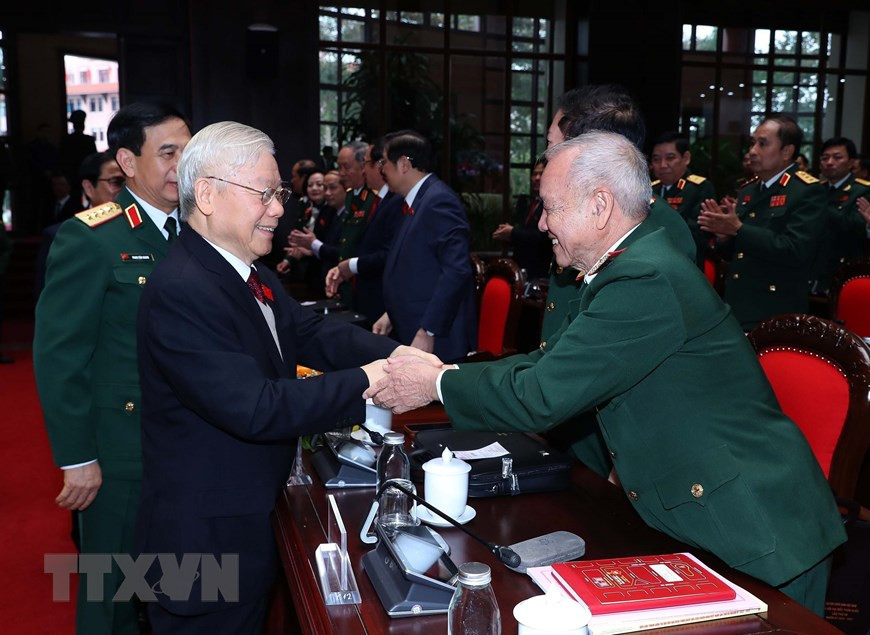 Tổng Bí thư Nguyễn Phú Trọng và các đại biểu dự đại hội. (Ảnh: TTXVN) Tổng Bí thư Nguyễn Phú Trọng và các đại biểu dự đại hội. (Ảnh: TTXVN)