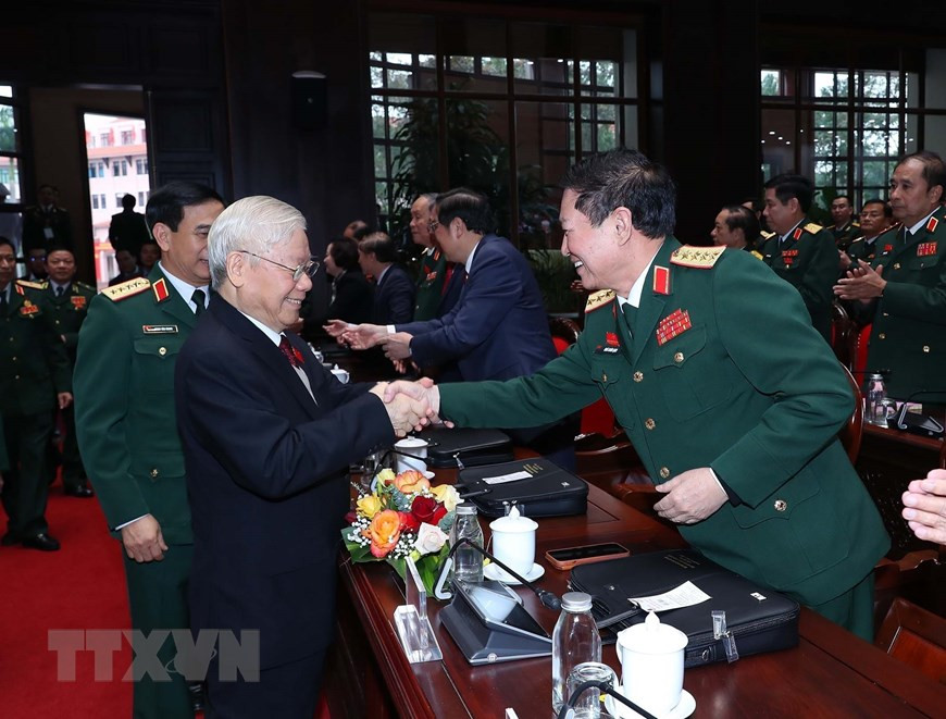 Tổng Bí thư Nguyễn Phú Trọng và các đại biểu dự đại hội. (Ảnh: TTXVN) Tổng Bí thư Nguyễn Phú Trọng và các đại biểu dự đại hội. (Ảnh: TTXVN)