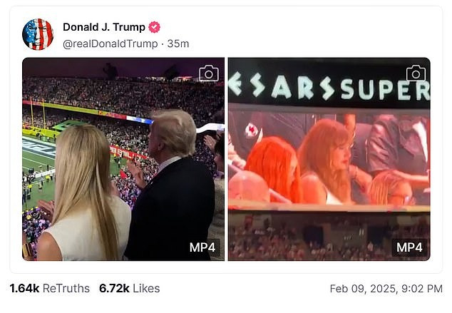 Ông Trump cà khịa Taylor Swift sau trận Super Bowl 2025. Ông Trump cà khịa Taylor Swift sau trận Super Bowl 2025.