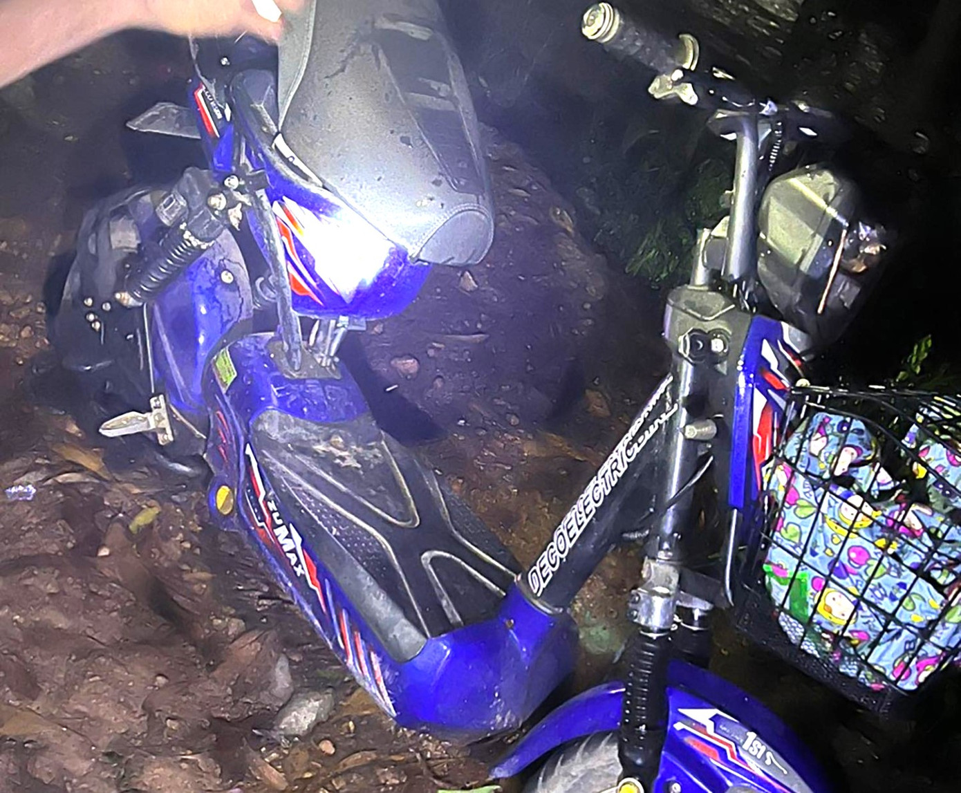 Chiếc xe đạp điện hai bé để lại trên bờ Chiếc xe đạp điện hai bé để lại trên bờ