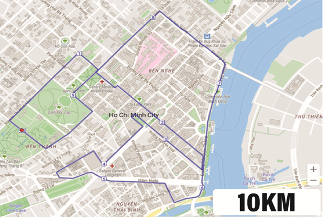 Lộ trình 10km thuộc giải chạy đêm TPHCM năm 2024 “HOCHIMINH CITY NIGHT RUN 2024”. Ảnh: Sở GTVT TPHCM