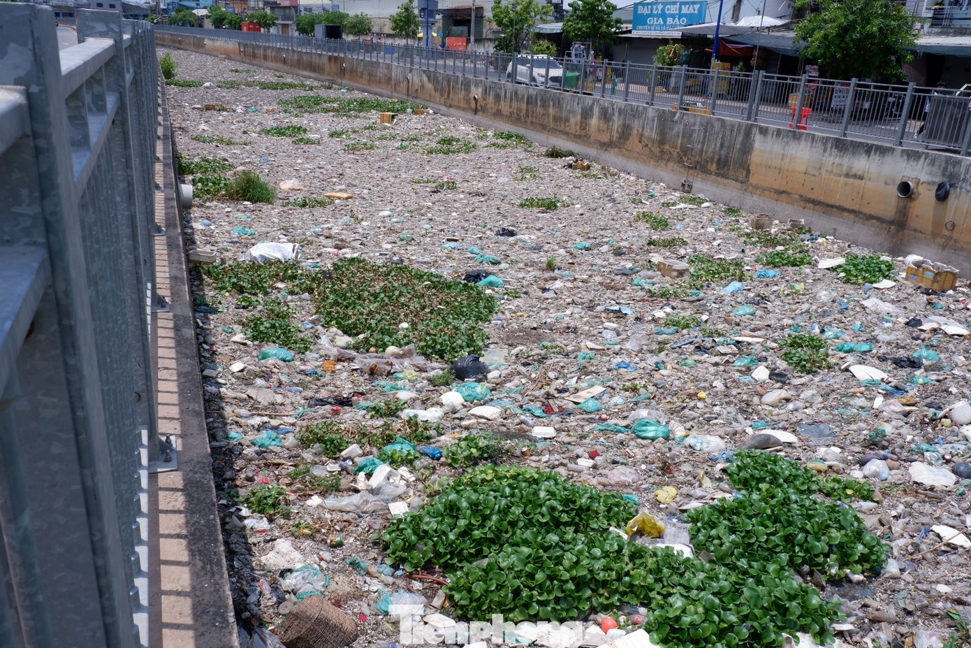 Đủ loại rác thải dồn về khu vực điểm giao giữa kênh Nước Đen với kênh Tham Lương.