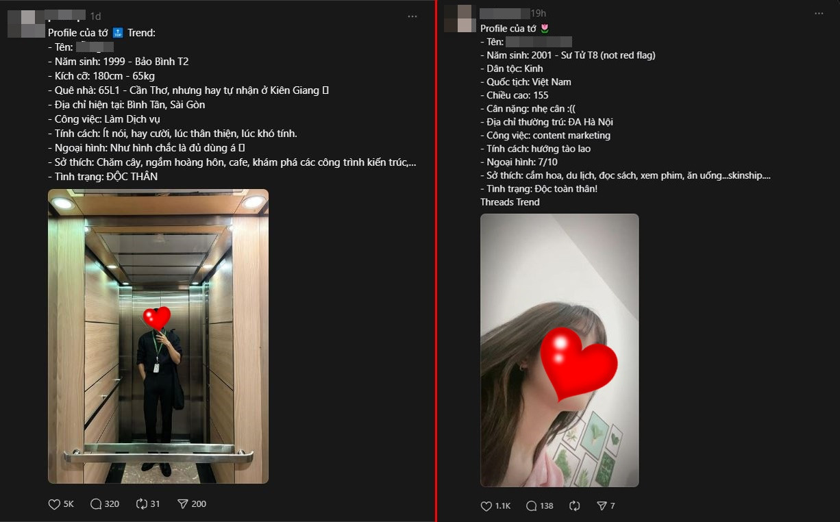 Nhiều bài đăng theo trào lưu &quot;Profile của tớ&quot; thu hút lượng tương tác lớn. Ảnh: Threads