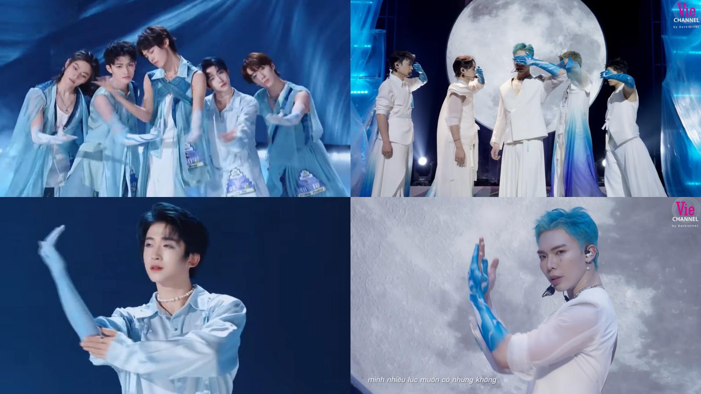 Sân khấu Sóng Vỗ Vỡ Bờ cũng bị nghi "mượn ý tưởng". (Ảnh: VieON, Tencent) Sân khấu Sóng Vỗ Vỡ Bờ cũng bị nghi "mượn ý tưởng". (Ảnh: VieON, Tencent)