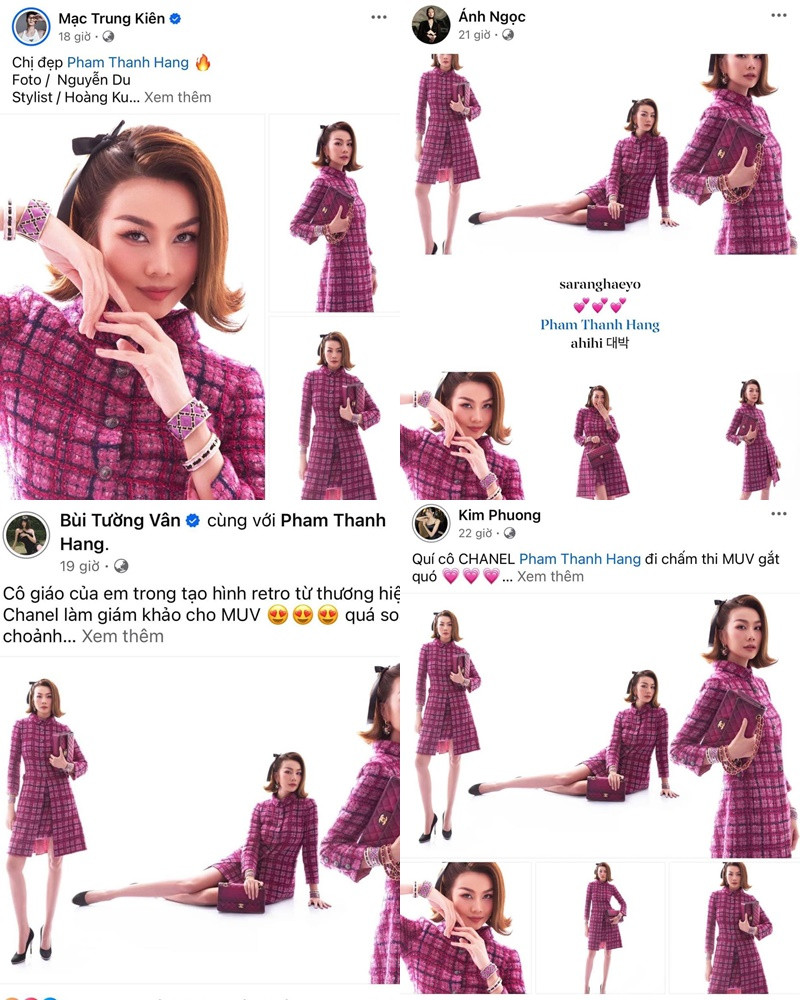Dàn học trò đồng loạt chia sẻ bài đăng ủng hộ Thanh Hằng giữ vị trí giám khảo cuộc thi Miss Universe Vietnam 2024. Ảnh: FBNV Dàn học trò đồng loạt chia sẻ bài đăng ủng hộ Thanh Hằng giữ vị trí giám khảo cuộc thi Miss Universe Vietnam 2024. Ảnh: FBNV