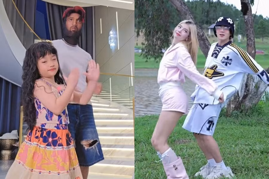Con gái Lê Dương Bảo Lâm, hot girl Ciin... cover điệu nhảy điệp khúc bài hát Ngáo Ngơ của team HIEUTHUHAI, được nhiều netizen khen ngợi vì dễ thương. Ảnh: TikTok nhân vật.