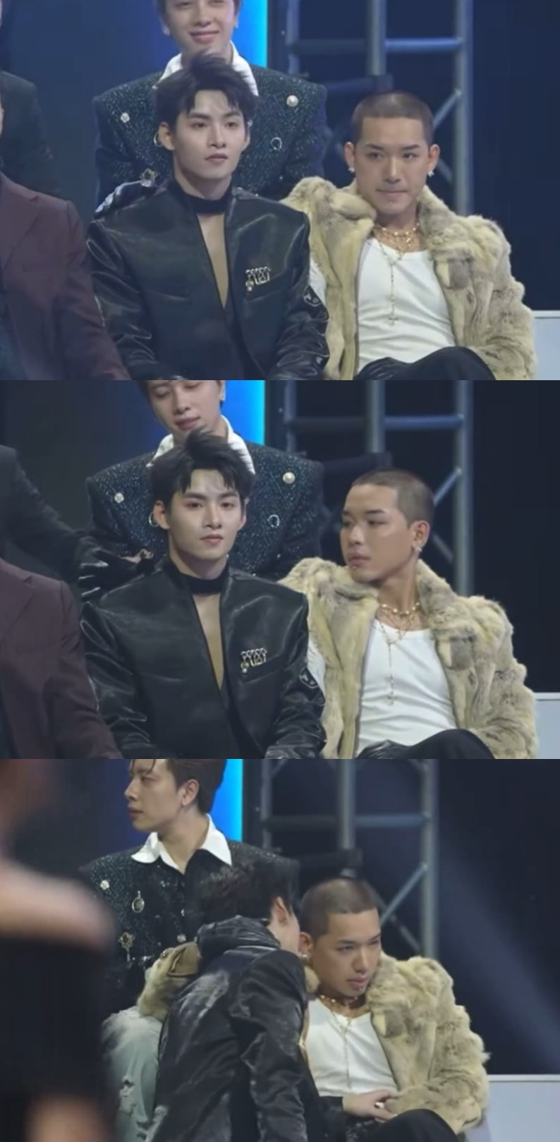 Khoảnh khắc thân thiết của WEAN và Hùng Huỳnh tại Chung kết Anh Trai &quot;Say Hi&quot;. Ảnh: VieON