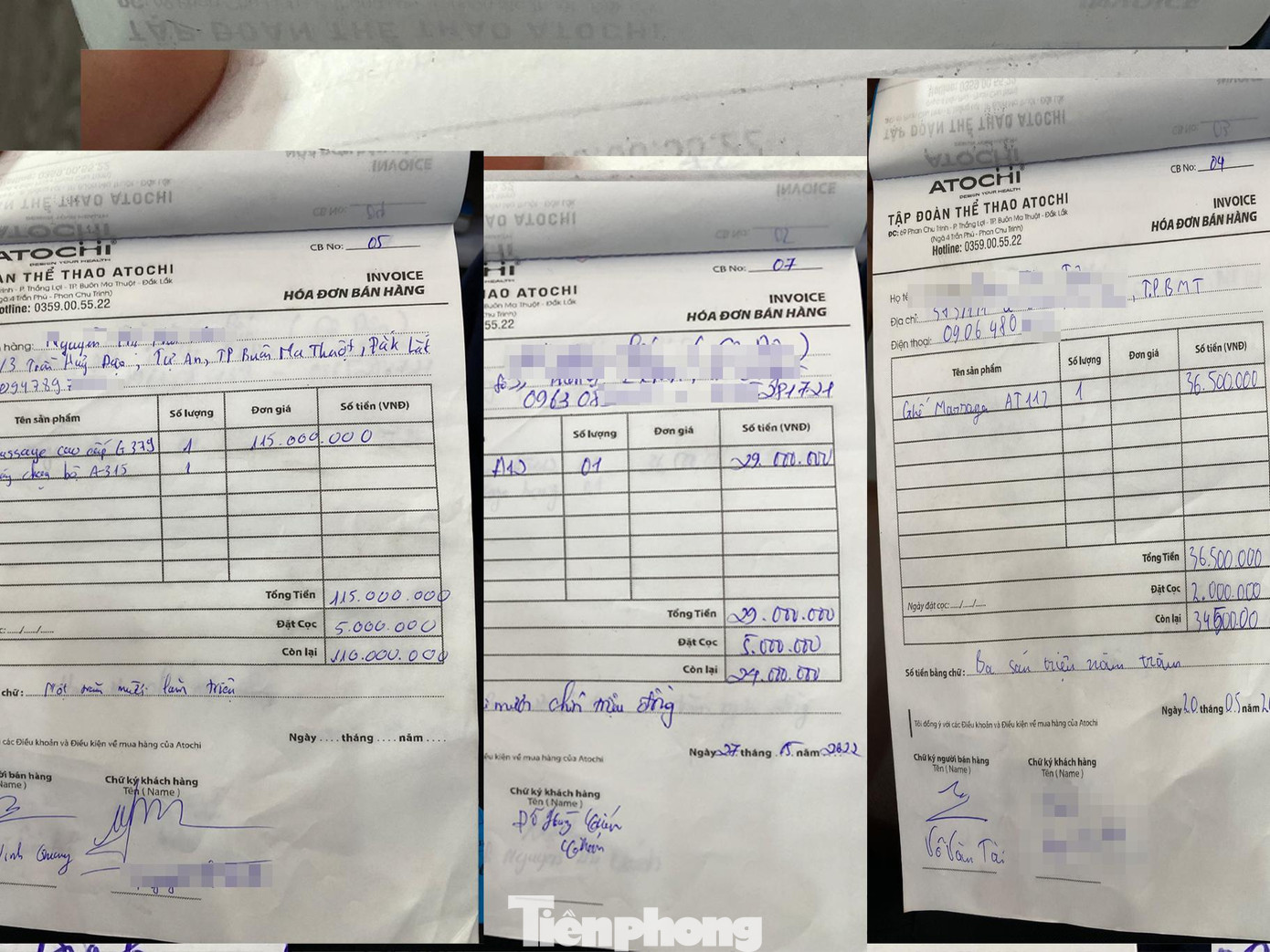 Loạt hóa đơn bán hàng của cửa hàng ATOCHI (TP.Buôn Ma Thuột) được chủ cửa hàng cho biết toàn tên người quen, thân, thích viết mấy cuốn cũng được