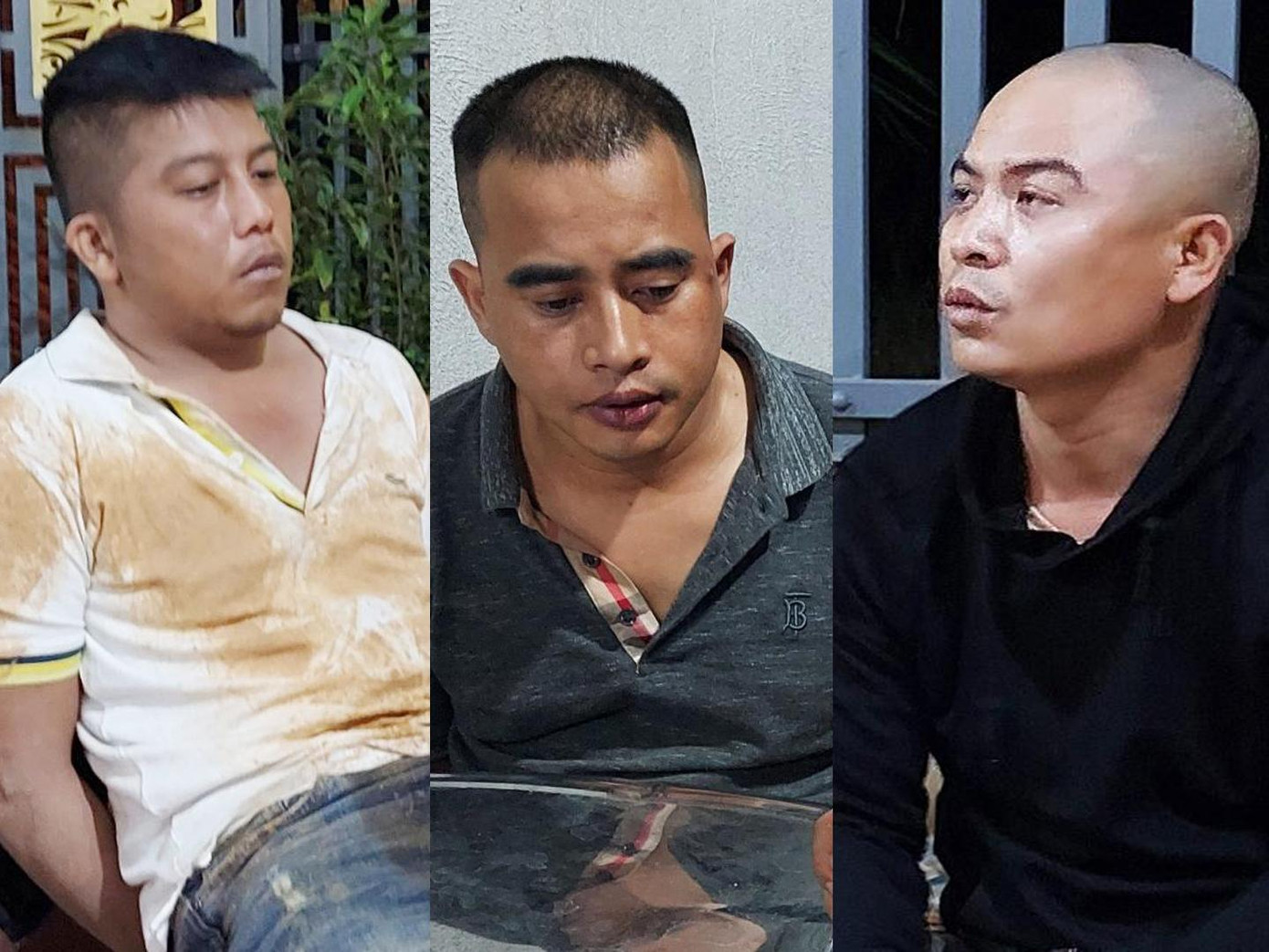 Ba đối tượng (từ trái qua) Man Văn Tự, Lê Đình Sang, Phạm Anh Tịnh bị bắt giữ Ba đối tượng (từ trái qua) Man Văn Tự, Lê Đình Sang, Phạm Anh Tịnh bị bắt giữ