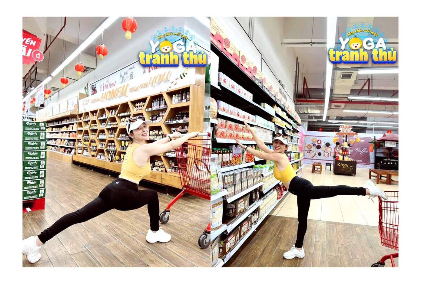 “Yoga Tranh thủ” là khi vừa chọn đồ trong siêu thị vừa có thể tranh thủ kết hợp tập 1 vài động tác yoga căn bản “Yoga Tranh thủ” là khi vừa chọn đồ trong siêu thị vừa có thể tranh thủ kết hợp tập 1 vài động tác yoga căn bản