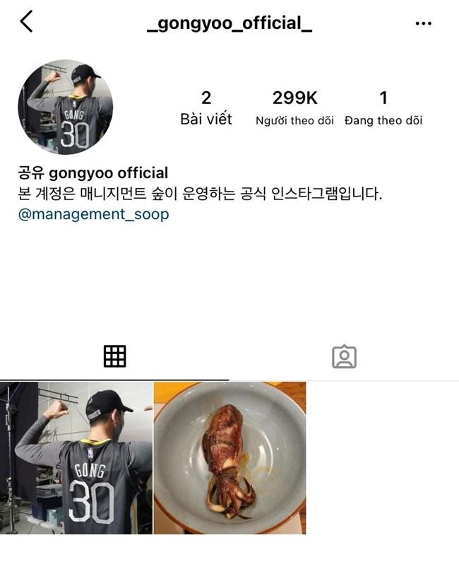 Tài khoản Instagram mới lập của Gong Yoo. - Ảnh chụp màn hình.