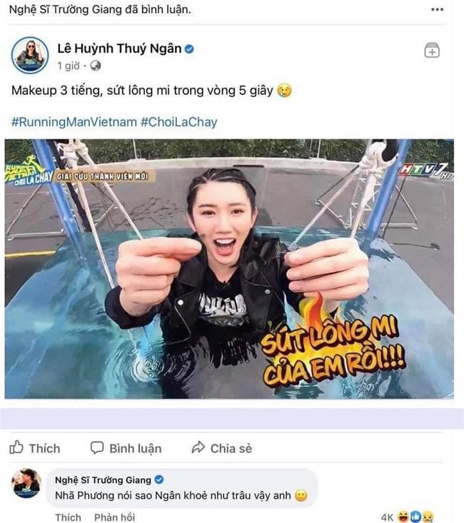 Trường Giang "tố" Nhã Phương nhận xét Thúy Ngân khỏe như trâu khi tham gia "Running Man Việt Nam" khiến người hâm mộ cười ngất. Trường Giang "tố" Nhã Phương nhận xét Thúy Ngân khỏe như trâu khi tham gia "Running Man Việt Nam" khiến người hâm mộ cười ngất.