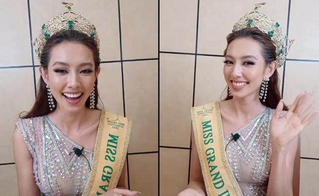 Chiếc đầm lệch vai gợi cảm nhưng cũng rất thanh lịch. Nụ cười tươi tắn là điểm cộng lớn cho Hoa hậu Thùy Tiên.