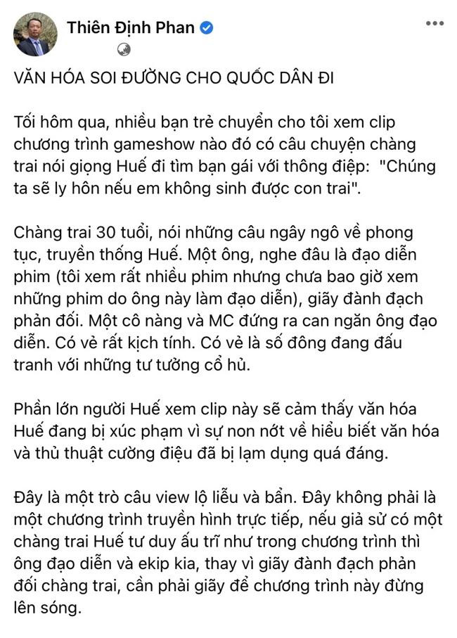 Bài đăng của ông Phan Thiên Định.