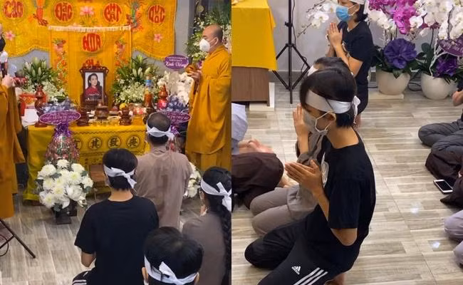 Hồ Văn Cường buồn bã xuất hiện trong lễ cầu siêu.